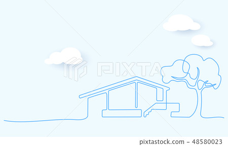 Continuous one line drawing Modern house logo 48580023