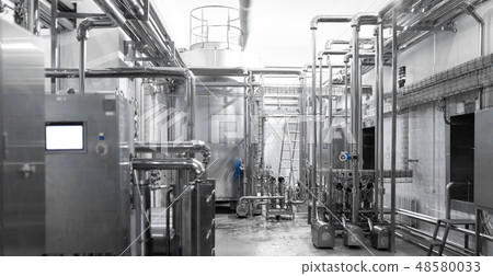 System of chrome-plated pipes at the food industry plant 48580033