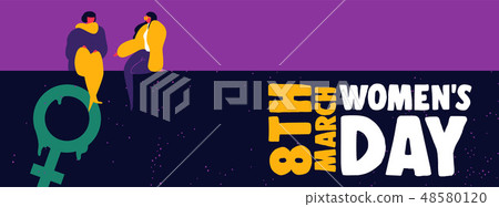 Womens Day 8th March web banner of girl friends Womens Day 8th March web banner of girl friends 48580120