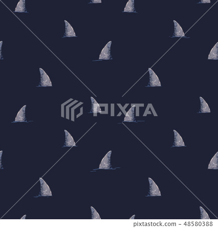 Watercolor shark vector pattern Watercolor shark vector pattern 48580388