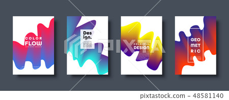 Abstract trendy geometric background with liquid gradient. Colorful blue, red, yellow and green Abstract trendy geometric background with liquid gradient. Colorful blue, red, yellow and green 48581140