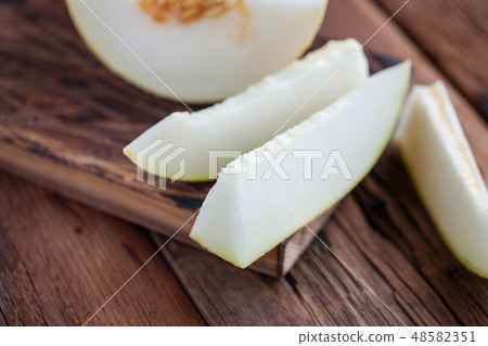 Fresh pieces of melon. Fresh pieces of melon. 48582351