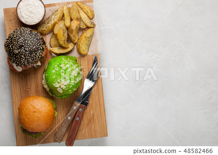 set of three mini homemade Burger. set of three mini homemade Burger. 48582466