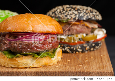set of three mini homemade Burger. set of three mini homemade Burger. 48582467