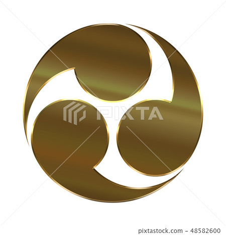 Crest of the Warring States era family crest metallic family crest of the Sengoku Daimyo | Kobayakawa Ryukoku left three mamori | Gold vector data 48582600