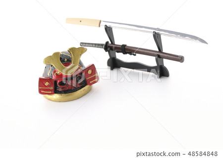 Helmet and Japanese sword Helmet and Japanese sword 48584848