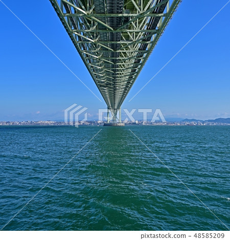Scenery of Akashi Kaikyo Bridge and Akashi from directly under 48585209