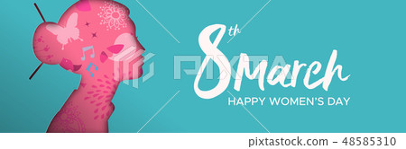 Womens day banner of paper cut chinese woman 48585310
