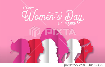 Happy Women's Day diverse culture women head card Happy Women's Day diverse culture women head card 48585336