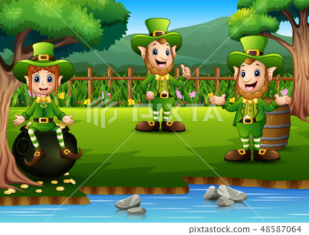 Cartoon leprechaun in the park Cartoon leprechaun in the park 48587064
