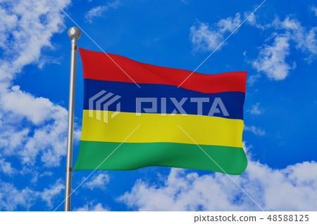 Flapping Mauritius's flag Flapping Mauritius's flag 48588125