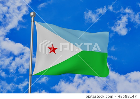 Flapping Djibouti's national flag Flapping Djibouti's national flag 48588147