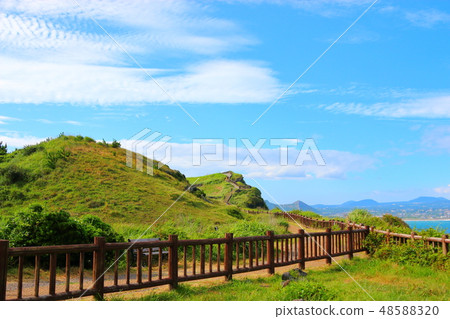 Jeju Seogwipo coast, Mt. Songak, rock, promenade, 48588320