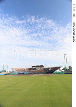 Baseball field seen from the outfield seat 48588411
