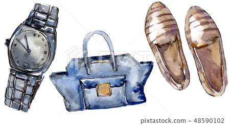 Fashionable sketch glamour illustration in a watercolor style isolated element. Watercolour Fashionable sketch glamour illustration in a watercolor style isolated element. Watercolour 48590102
