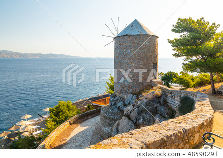Traditional Greek Mill on Hydra island, Greece. Traditional Greek Mill on Hydra island, Greece. 48590291
