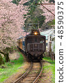 Train with cherry blossom in japan 48590375