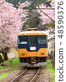 Train with cherry blossom in japan 48590376