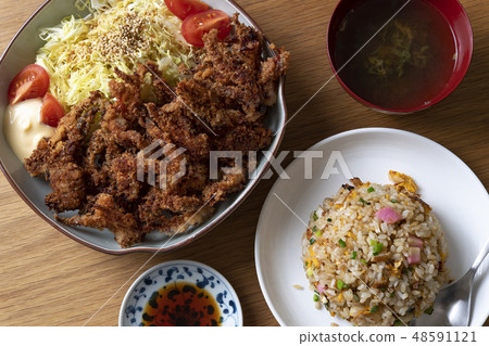 Squid and fried rice Squid and fried rice 48591121