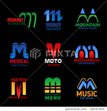M letters icons sport, medicine corporate identity M letters icons sport, medicine corporate identity 48591404