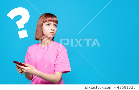 A woman with doubt 48591523