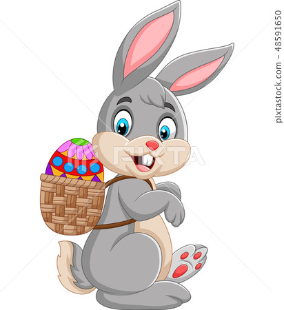 Easter Bunny carrying basket of Easter egg Easter Bunny carrying basket of Easter egg 48591650
