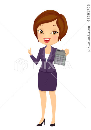 Girl Business Calculator Ok Illustration 48591706