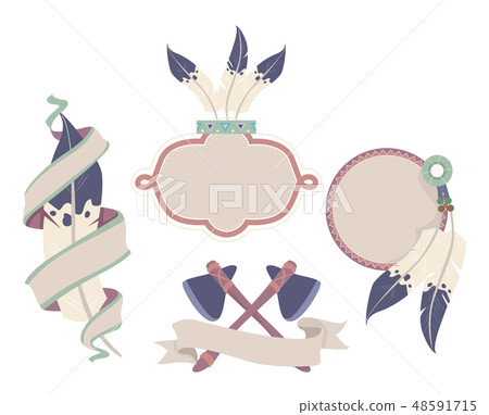 Native Indian Labels Illustration - Stock Illustration [48591715] - PIXTA