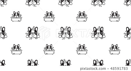 Dog seamless pattern french bulldog vector shower  48591783