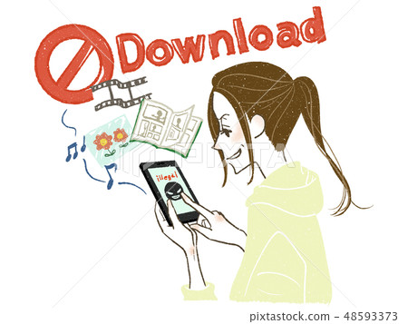女性 - 智能手機 - 非法下載 48593373