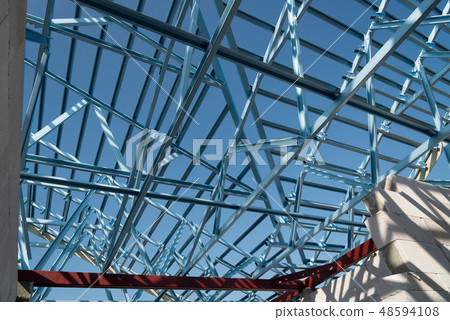Structure of steel roof frame for building. Structure of steel roof frame for building. 48594108