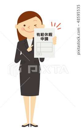 Paid vacation business woman whole body illustration Paid vacation business woman whole body illustration 48595535