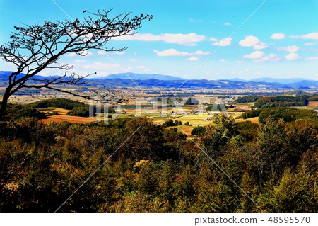 An overhead view of the countryside in Wakami Town An overhead view of the countryside in Wakami Town 48595570