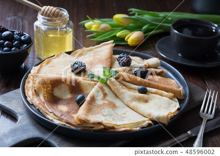 Tasty traditional russian pancakes. Shrovetide. Tasty traditional russian pancakes. Shrovetide. 48596002