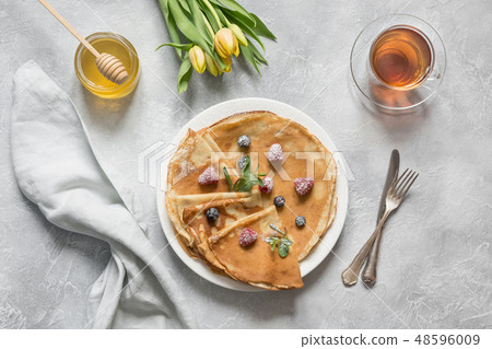 Tasty traditional russian pancakes. Springtime. Tasty traditional russian pancakes. Springtime. 48596009