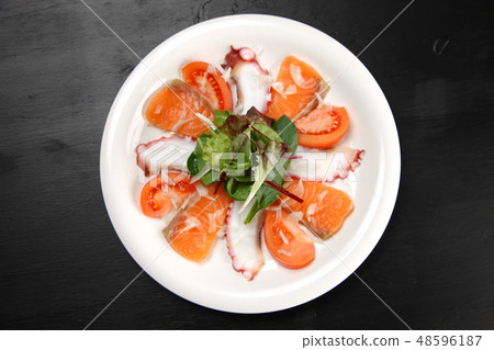 Octopus and salmon carpaccio Octopus and salmon carpaccio 48596187