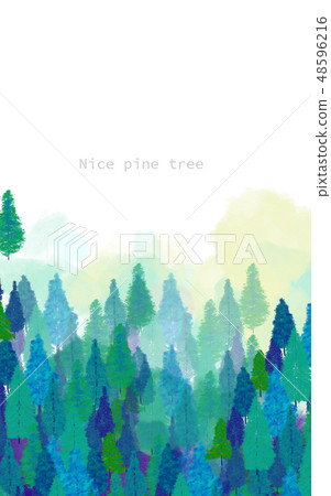 Hand drawn nice jungle and pine trees 48596216