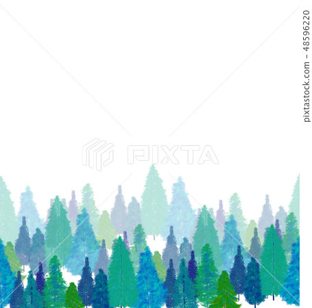 手繪好看的叢林和松樹 48596220
