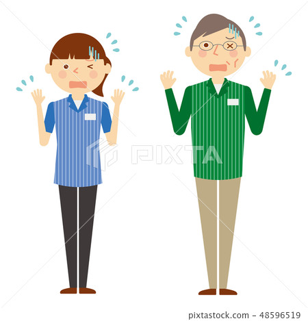 Convenience store clerk trouble working people illustration 48596519
