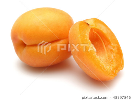 Fresh apricot fruits isolated on white Fresh apricot fruits isolated on white 48597846