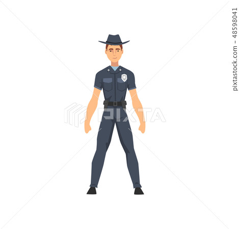 Police Officer in Uniform, Sheriff Policeman Character Vector Illustration 48598041