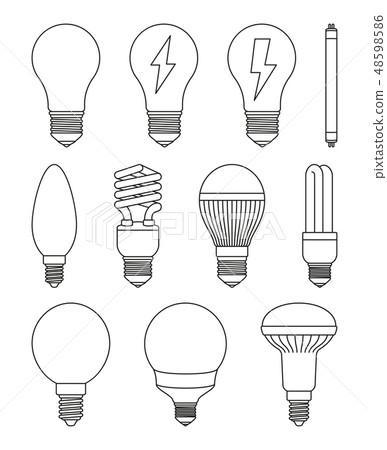 11 line art black and white light bulb set 11 line art black and white light bulb set 48598586