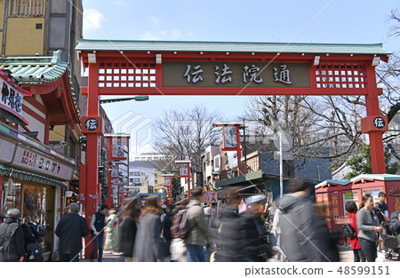 Tokyo's Urban Landscape in the City of Edo seen from Nakamise Street in Asakusa Temple "Legendary Hospital" (Legendary street) 48599151