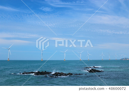 Marine wind power generator, sea, clean energy, lighthouse Marine wind power generator, sea, clean energy, lighthouse 48600072