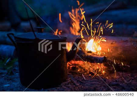 fire wood at night 48600540