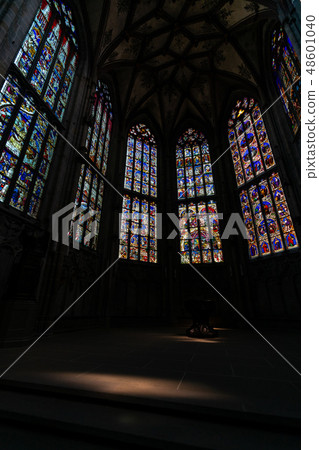 Stained glass of Bern Cathedral in Bern Old Town in Switzerland Stained glass of Bern Cathedral in Bern Old Town in Switzerland 48601040