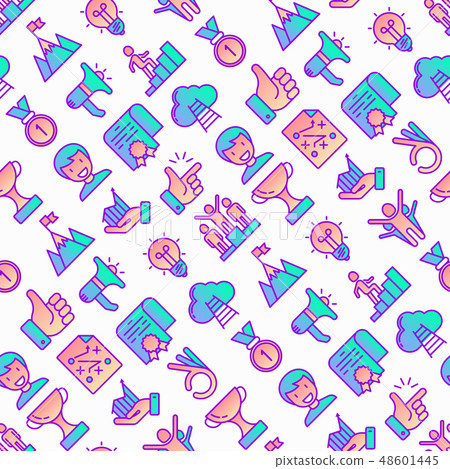 Success seamless pattern with thin line icons 48601445