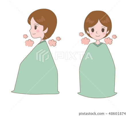 婦女通入蒸汽的婦女的例證 48601874