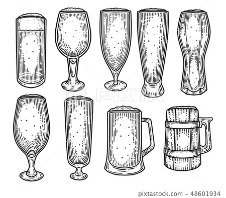 Sketch of beer mug or jug, cup or goblet, tankard 48601934