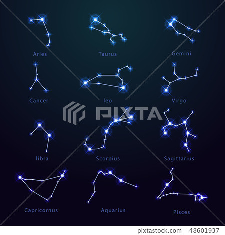 Stars in form of zodiac signs Horoscope astronomy Stock